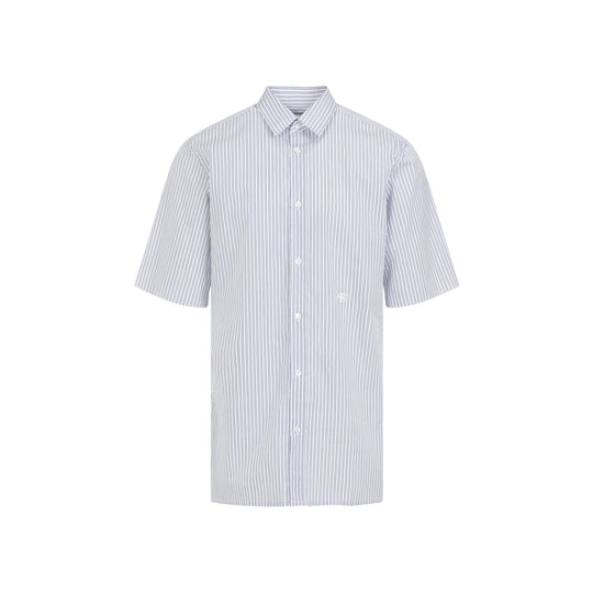 White Blue Ss Cotton Shirt
