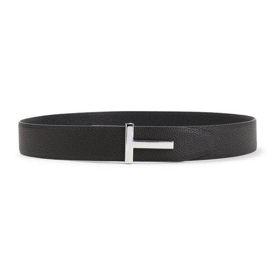 Brown Black Grained Calf Leather Belt