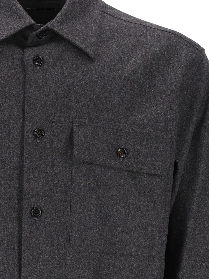 Burberry Wool And Cashmere Overshirt Shirts - Grey | 37e99a5a743bfbcd0dde6dae7013ec98e82438eb