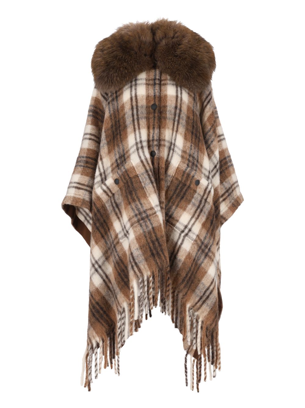 Moncler Grenoble Cape With Shearling Collar Giacche - Marrone | 91eb8bd0f993ef2b23078f4421af53744e183683