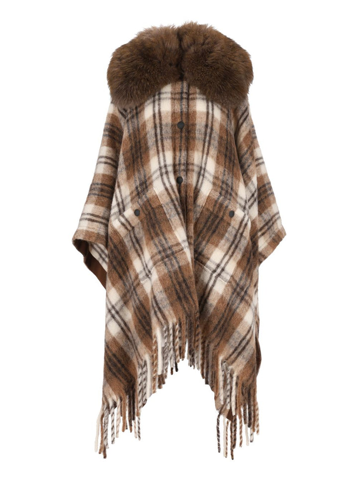 Moncler Grenoble Cape With Shearling Collar Giacche - Marrone | 91eb8bd0f993ef2b23078f4421af53744e183683