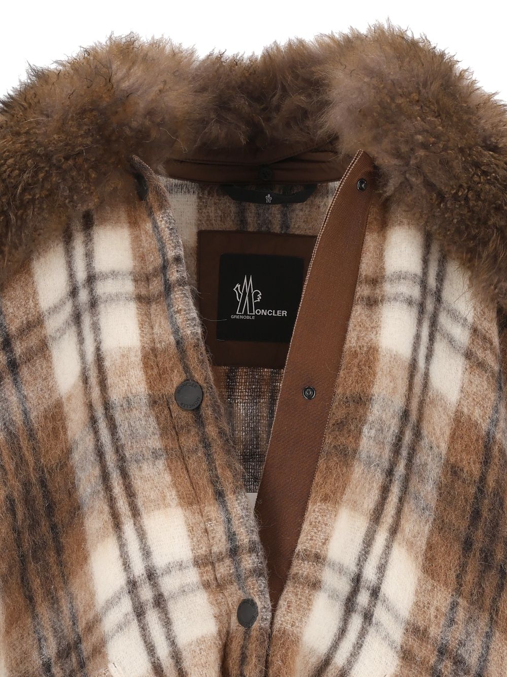 Moncler Grenoble Cape With Shearling Collar Giacche - Marrone | 113212a5fd12238e4dbbbfe47c8a9960df812299