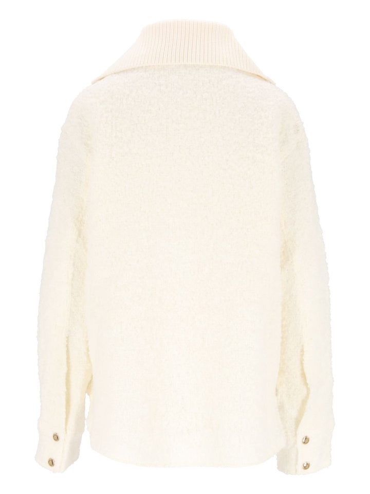Moncler Ivory Bouclé Cardigan Knitwear - Bianco | b28d1989c911fc84e0fe071912bc28dbd8d303ba