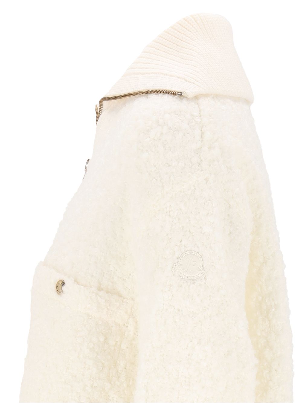 Moncler Ivory Bouclé Cardigan Knitwear - Bianco | 0c70c43bc1ad633624dc3a05f6d6d6d34e2a205f