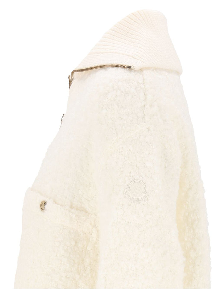 Moncler Ivory Bouclé Cardigan Knitwear - Bianco | 0c70c43bc1ad633624dc3a05f6d6d6d34e2a205f
