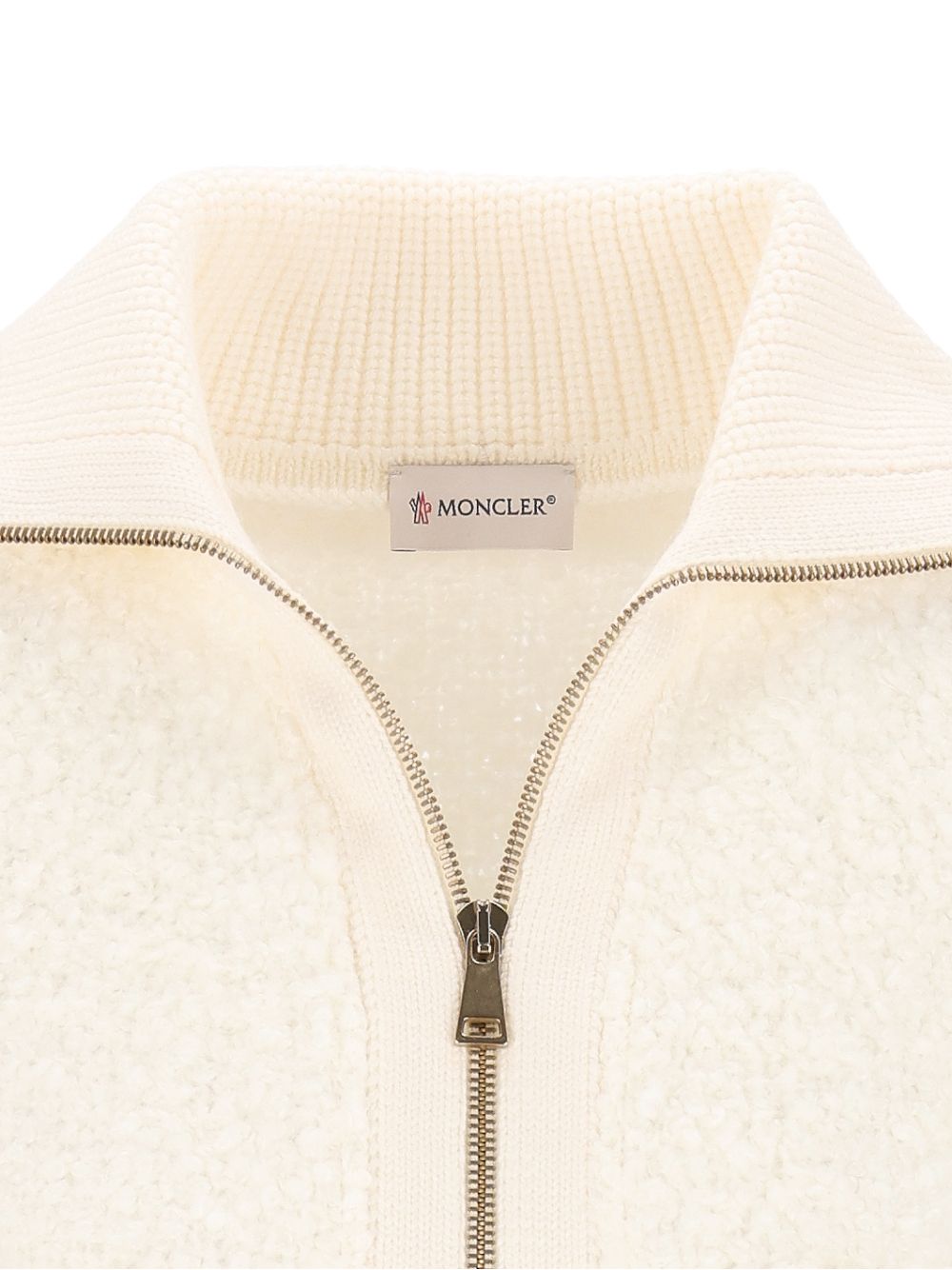 Moncler Ivory Bouclé Cardigan Knitwear - Bianco | a0ea8ee0ba07d34e6455201798249ca07e1347ee