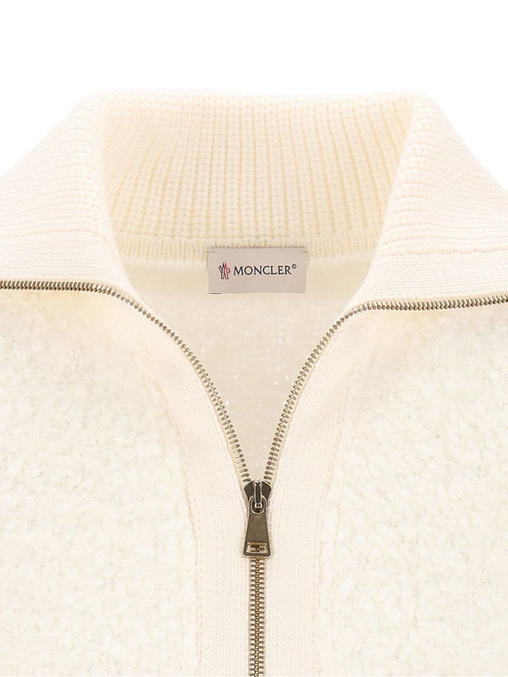 Moncler Ivory Bouclé Cardigan Knitwear - Bianco | a0ea8ee0ba07d34e6455201798249ca07e1347ee