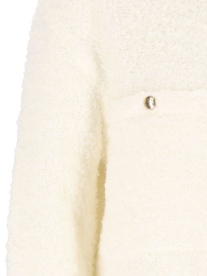 Moncler Ivory Bouclé Cardigan Knitwear - Bianco | d46e7325318d87bade31d12fcce41001d8459dd1