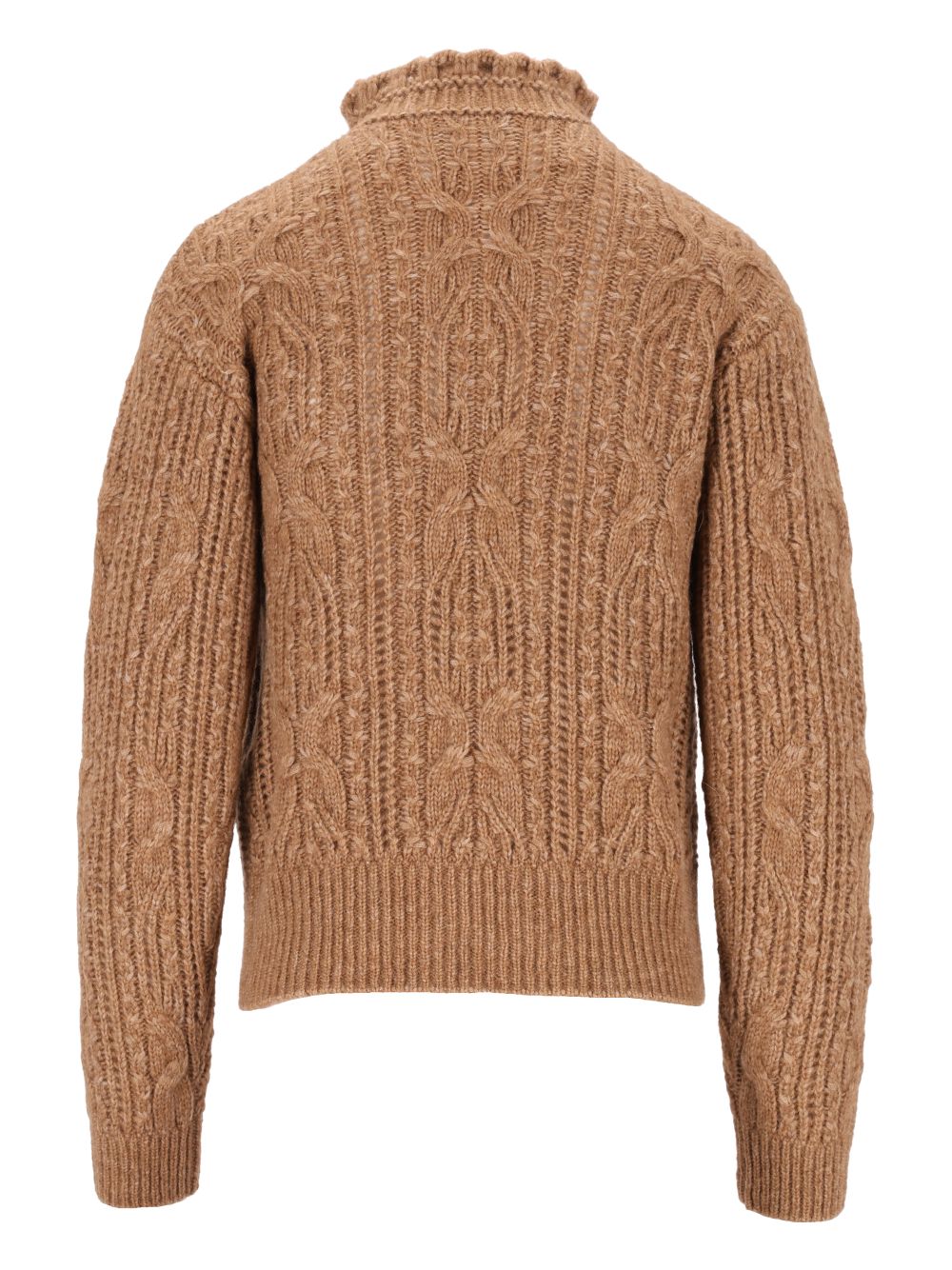 Moncler Grenoble Open-Knit Alpaca Blend Sweater Knitwear - Marrone | 8b3f15b1b3a7472c790c66a3acb353b499e8fd42