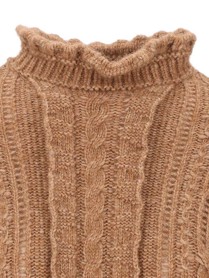 Moncler Grenoble Open-Knit Alpaca Blend Sweater Knitwear - Marrone | 4d44d21e0ced95c3cdfd3a529858a4bd73f1b665
