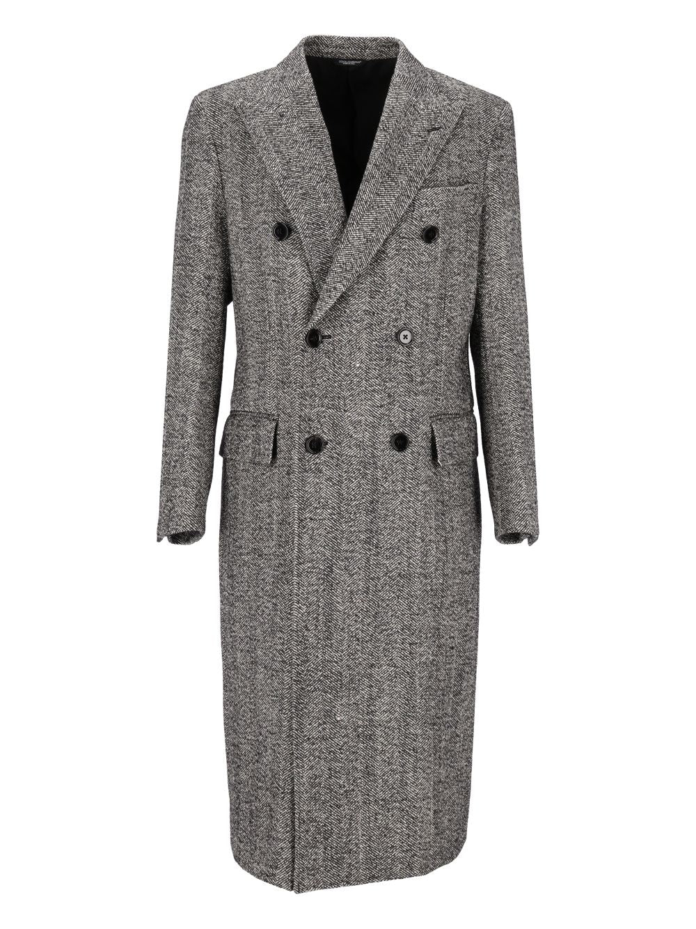 Dolce & Gabbana Double-Breasted Herringbone Coat Coats - Multicolor | 7033e436c23b79fa276cae6229005fd88c7654b0