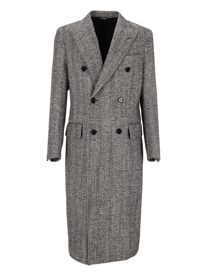 Dolce & Gabbana Double-Breasted Herringbone Coat Coats - Multicolor | 7033e436c23b79fa276cae6229005fd88c7654b0