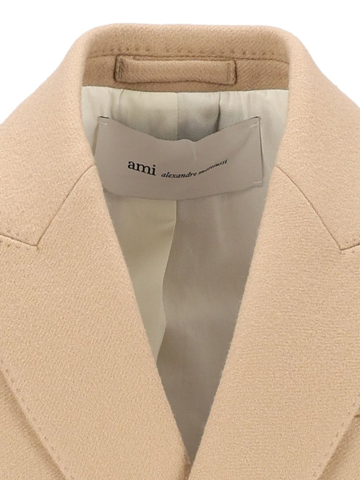 Ami Double-Breasted Wool Coat Coats - Beige | c468bb309c103ee55fdba93b55d5b7af04ca087d