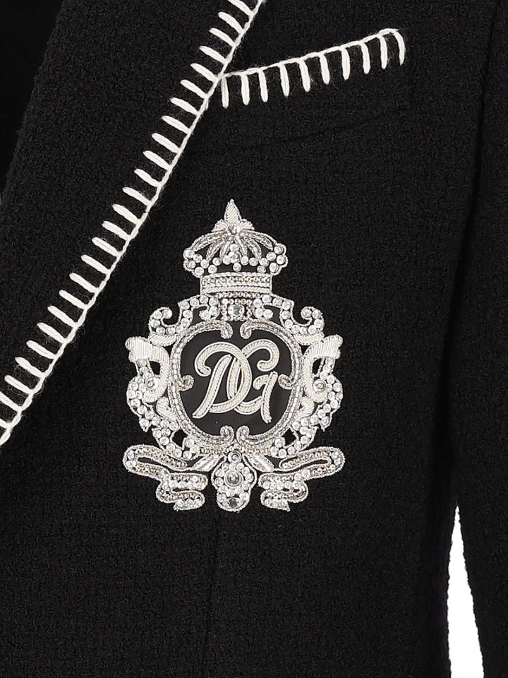 Dolce & Gabbana Single-Breasted Blazer With Embroidery Giacche - Nero | bc751d8868e8dc432a6349d4b00c0e66f1c99e1c