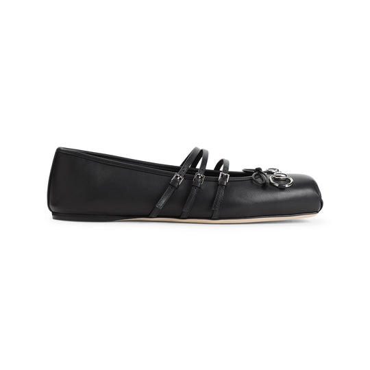 Black Horsebit Leather Ballerinas