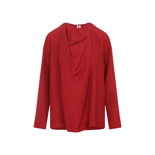 Red Draped Silk Top