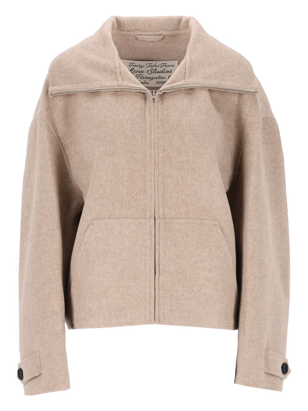 Acne Studios Wool Pea Coat With Zip Knitwear - Beige | 2d10697bb2ed38a76e66eb92430bce7fe93744a3