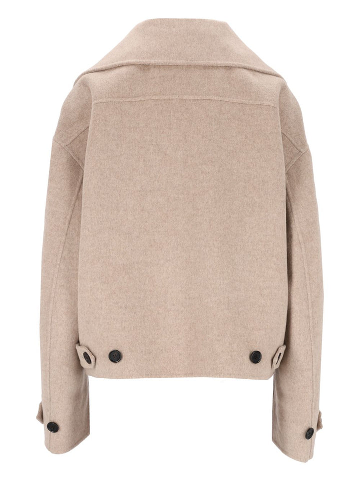 Acne Studios Wool Pea Coat With Zip Knitwear - Beige | 2c9110f0a4dbd7d9687a1e6cc78e1b727dc04090