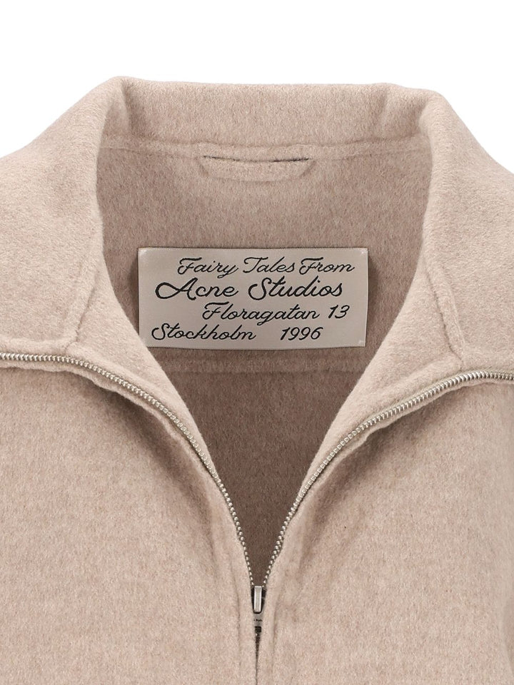 Acne Studios Wool Pea Coat With Zip Knitwear - Beige | 9e32f3362bda70441cf8bf5b095797b956e21686