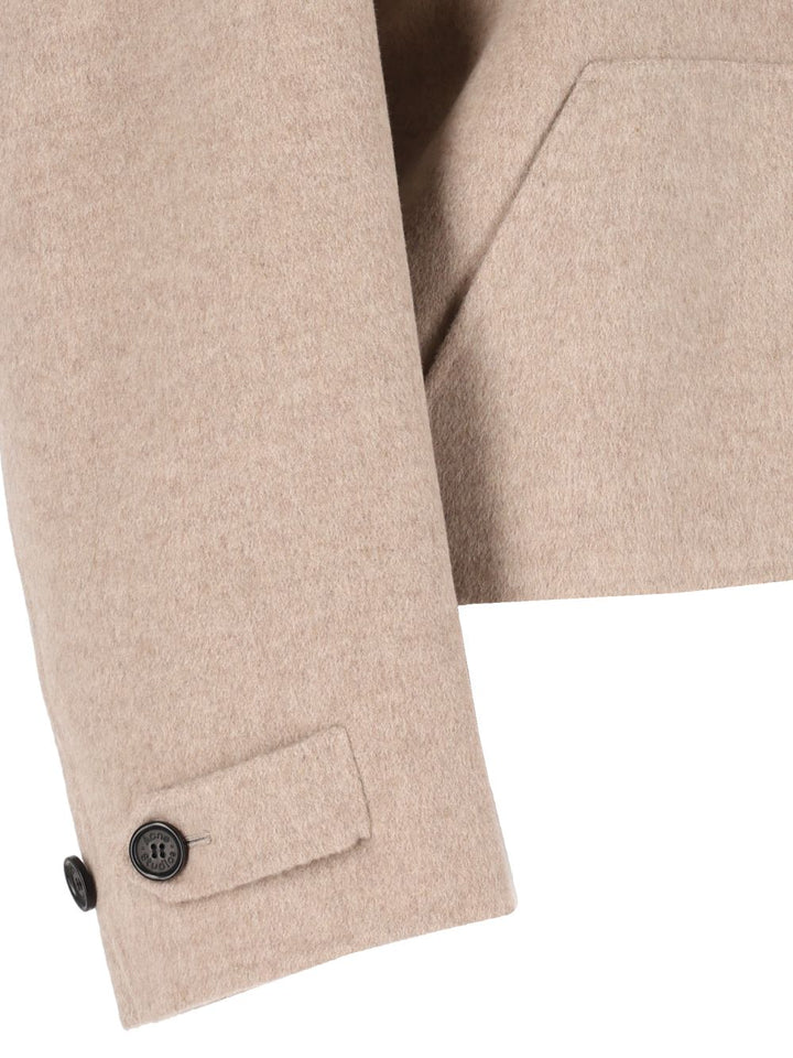 Acne Studios Wool Pea Coat With Zip Knitwear - Beige | 4888359743d12ecb7975bd6d1fd7bb5d5a667d26