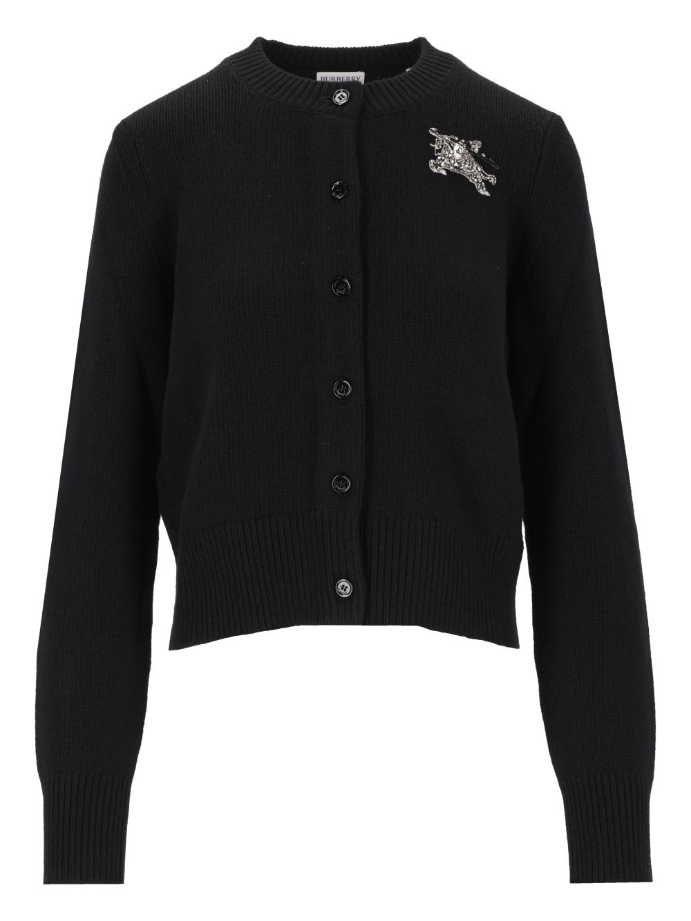 Burberry Wool And Cashmere Cardigan With Ekd Knitwear - Nero | 46bf75e78ef2aa570eee07ae80b4f431c35ca8c8