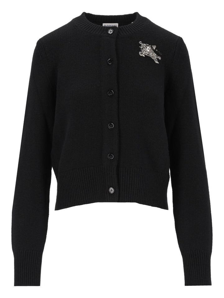 Burberry Wool And Cashmere Cardigan With Ekd Knitwear - Nero | 46bf75e78ef2aa570eee07ae80b4f431c35ca8c8