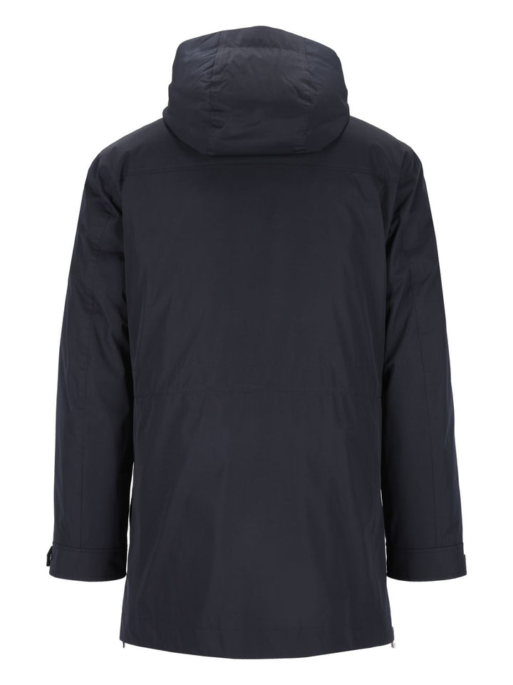 Corneliani Hooded Long Down Jacket Giacche - Blu | db5d2e1eff5f13803e46775045971499e9ccb4b1