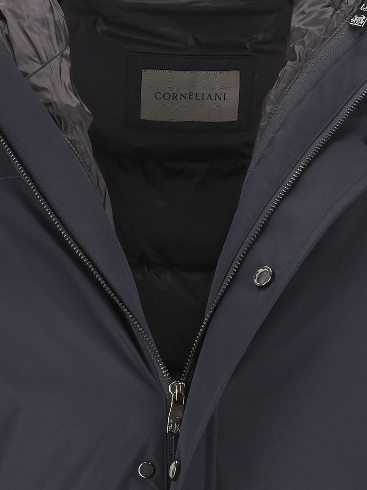 Corneliani Hooded Long Down Jacket Giacche - Blu | 6b40416556ef0cd8111d524b4d1bb7602b748d82