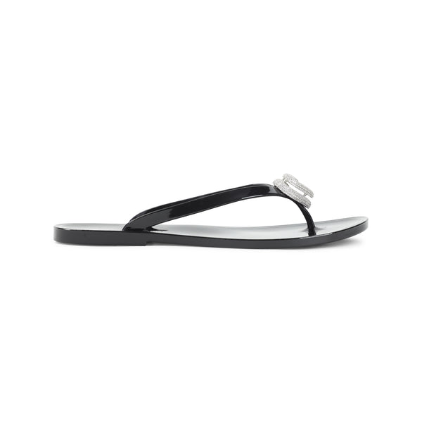 Black Double Heart Pvc Sandals
