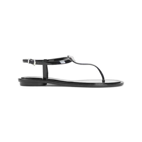 Black Double Bow Pvc Sandals