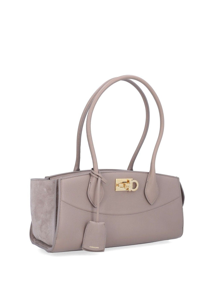 Ferragamo New Ferragamo Studio Soft Bag East West Shoulder Bags - Beige | 55574effdb084a2f5a4f500260c218fd869668e3