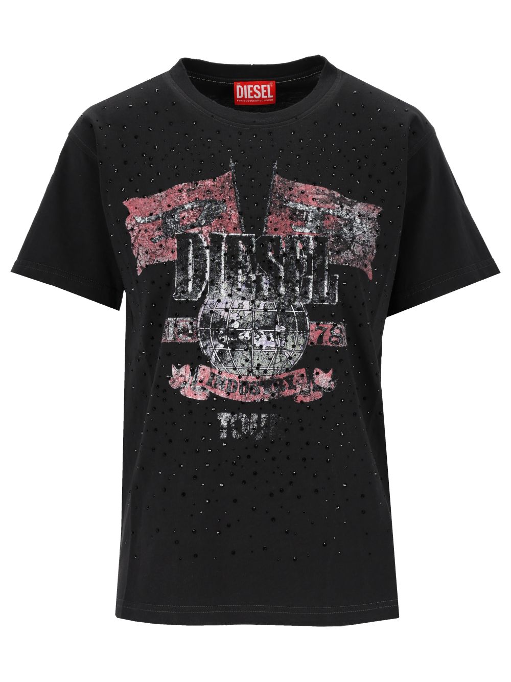 Diesel With Concert Graphics And Crystals T-Shirt - Nero | 8954cbada3f7a8375d8d3706e4071293b6b079f6