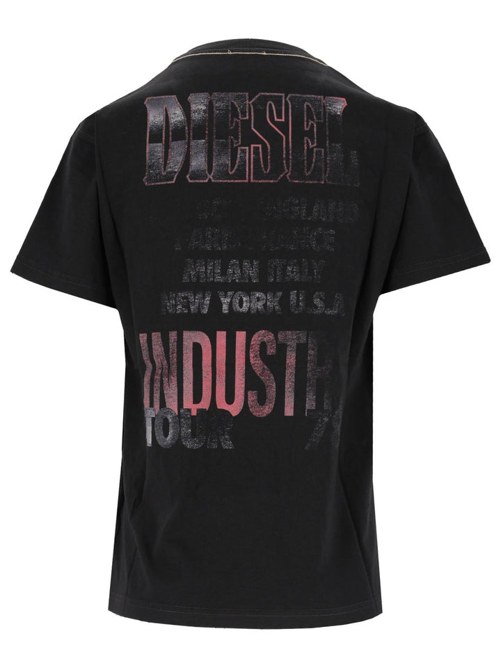 Diesel With Concert Graphics And Crystals T-Shirt - Nero | b211f755b0befe092c37f4f6012aa7924667e9a7