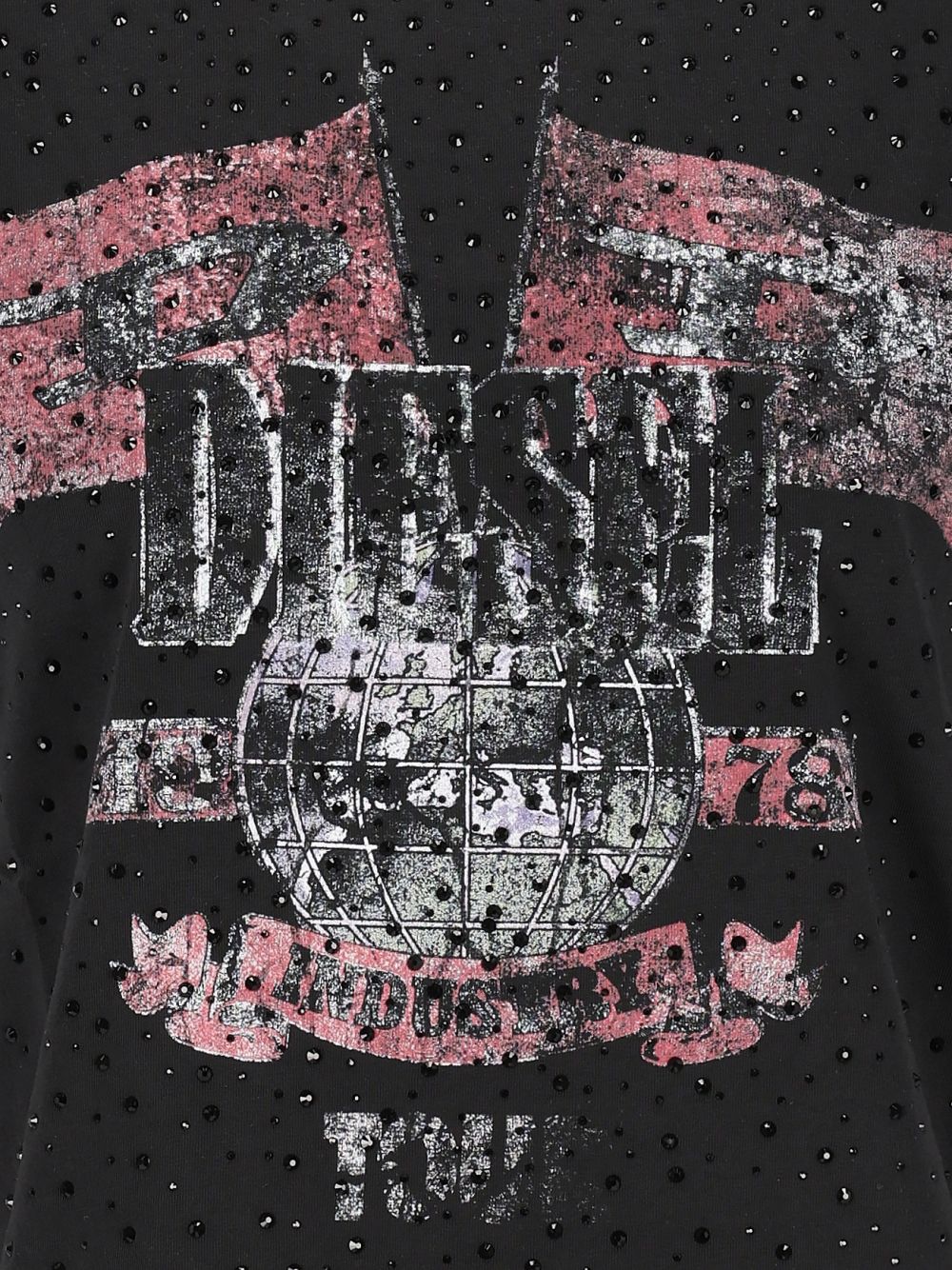 Diesel With Concert Graphics And Crystals T-Shirt - Nero | 702228d18ae351e6ded76bea7c28ba5636eb1ff5