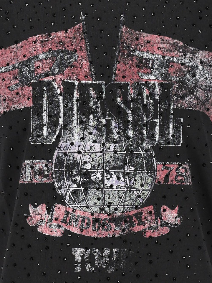 Diesel With Concert Graphics And Crystals T-Shirt - Nero | 702228d18ae351e6ded76bea7c28ba5636eb1ff5