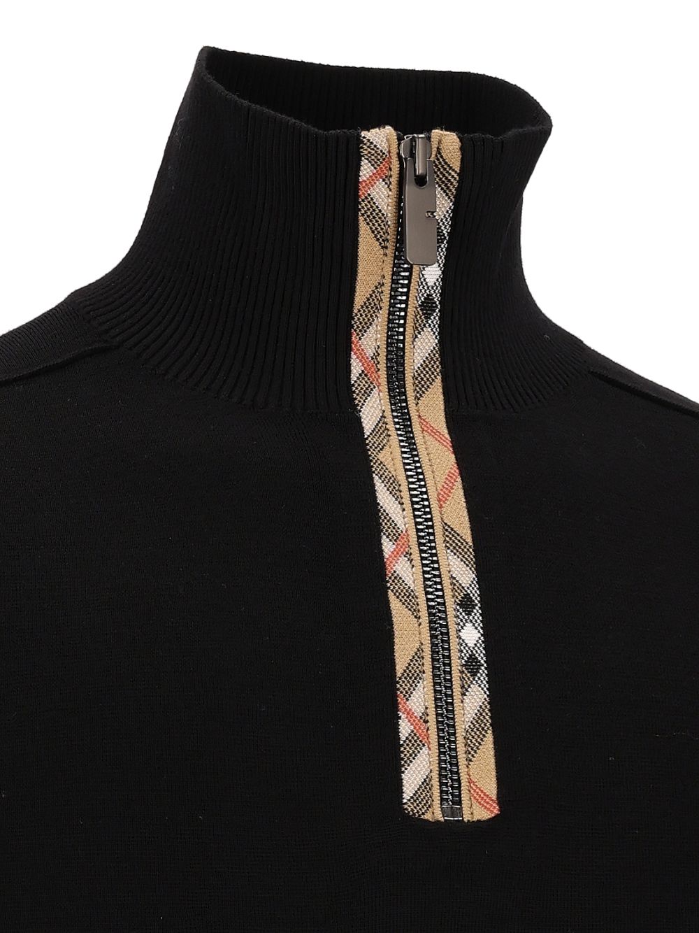 Burberry Cameron Wool Half-Zip Sweater Knitwear - Nero | 7cfa7c6a5f89fd219304021e37d6eba65f0fcbf6
