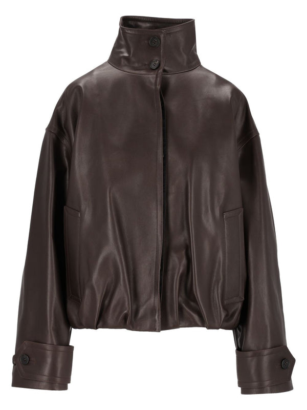 Bomber in Pelle Giacche Marrone