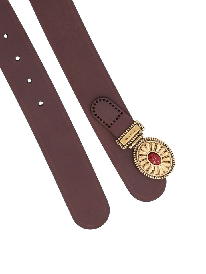 Etro Leather Belt With Crystals Cinture - Marrone | 7ab0553a192e442293527d58a6b1d4857bc48ea6