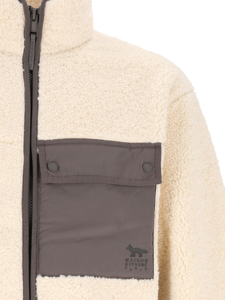 Maison KitsunÉ Fleece Jacket Giacche - Beige | 87634f6fef49612864278255fc6a404b9833934e