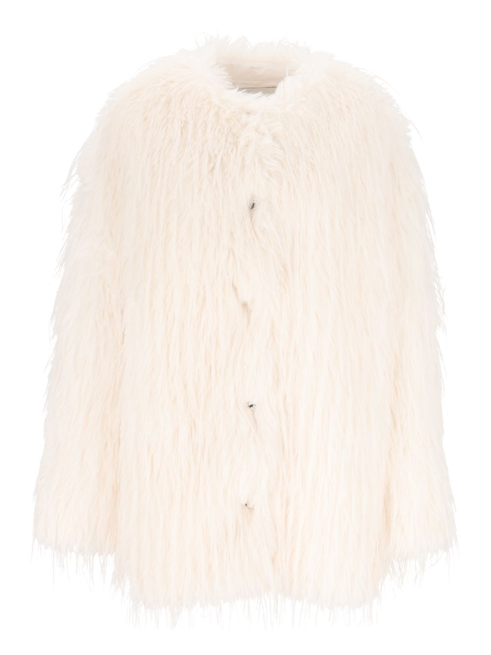 Loulou De Saison Rowe Collarless Short Coat Polyester Mäntel Weiß