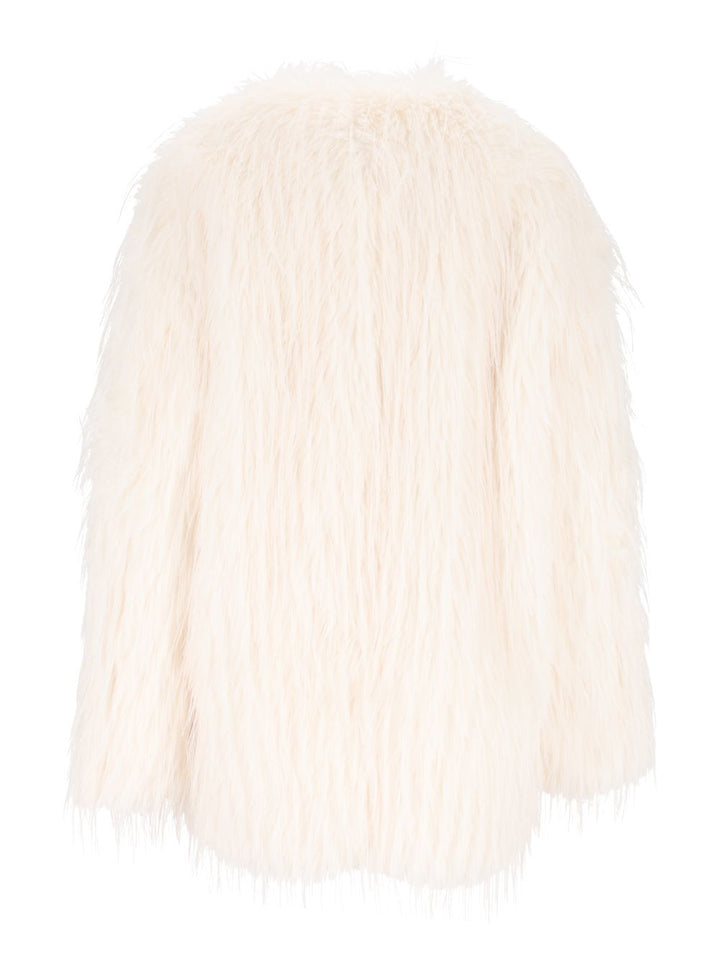 Loulou De Saison Rowe Collarless Short Coat Polyester Mäntel Weiß