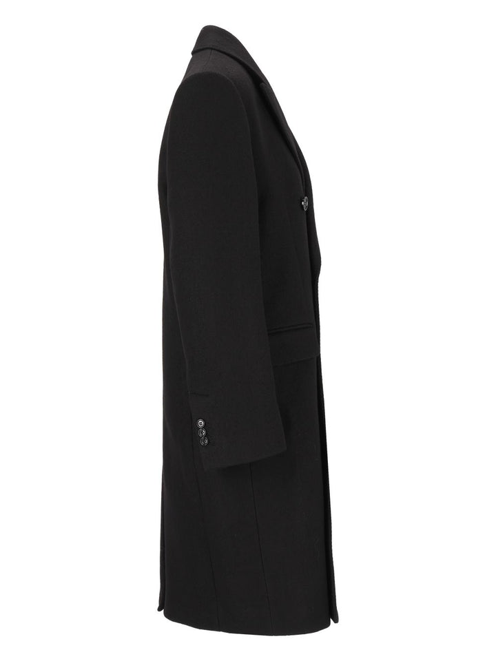 Ami Double-Breasted Virgin Wool Coat Coats - Nero | 039b46be2fae380cffec0eb1c9606ed6157284c5