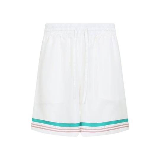 White Drawstring Silk Shorts