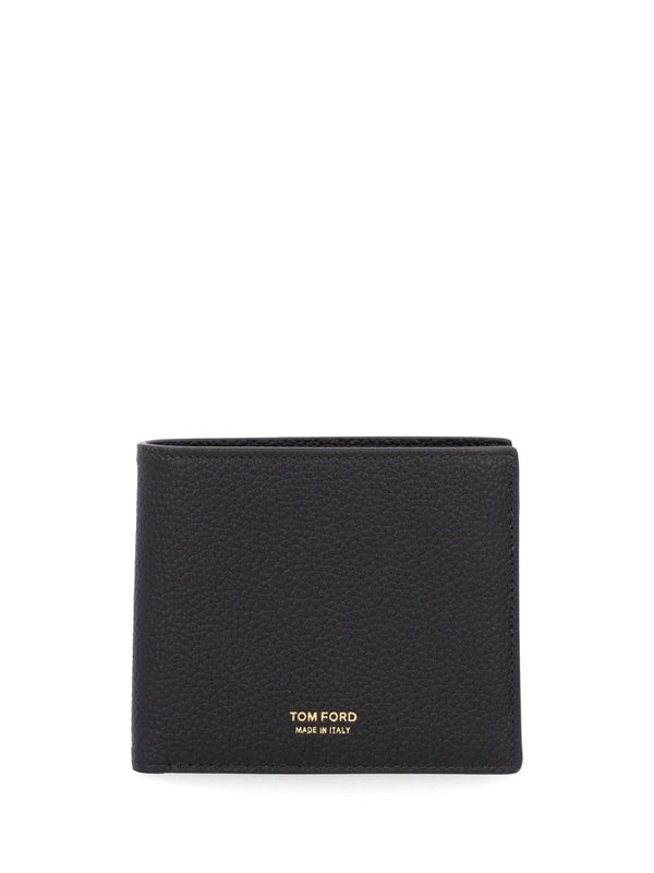 T Line Leather Bi-Fold Wallet Wallets Nero