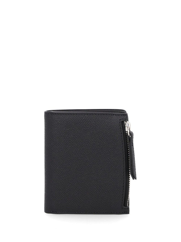 Compact Leather Wallet With Side Zip Wallets Nero