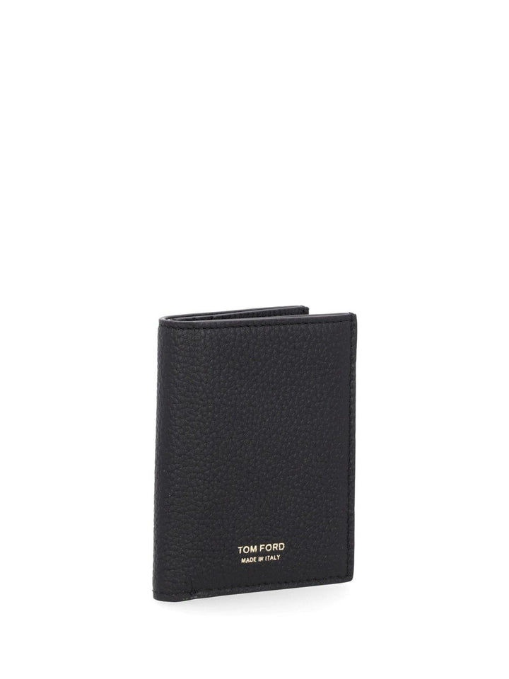 Tom Ford T Line Folding Leather Card Holder Wallets - Nero | 55f8a71d4efd53fc7548660ba0ea70bd0ae45efb