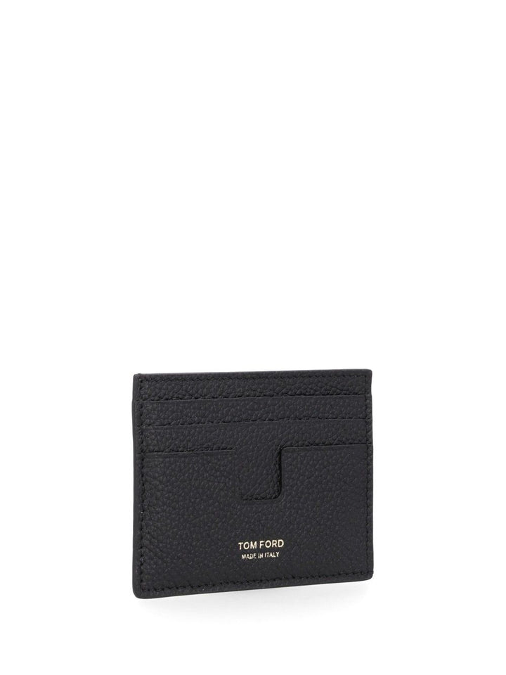 Tom Ford T Line Grained Leather Card Holder Wallets - Nero | 3121c7f64e570fb57ede5464dedc405af75b8db0