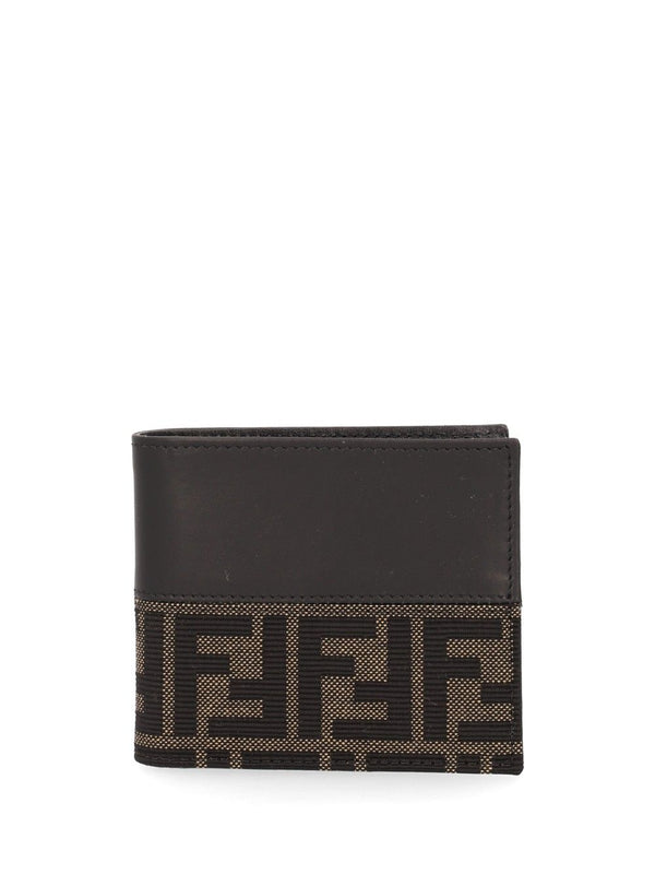 Portefeuille Bi-Fold en Cuir avec Motif Ff Noir