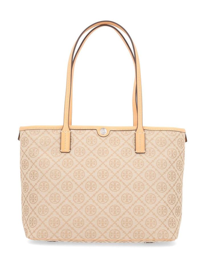Tory Burch T Monogram Small Zip Tote Handbags - Beige | 60f2968bcd83a4a31b96e9b69e08d0fed08a92ff