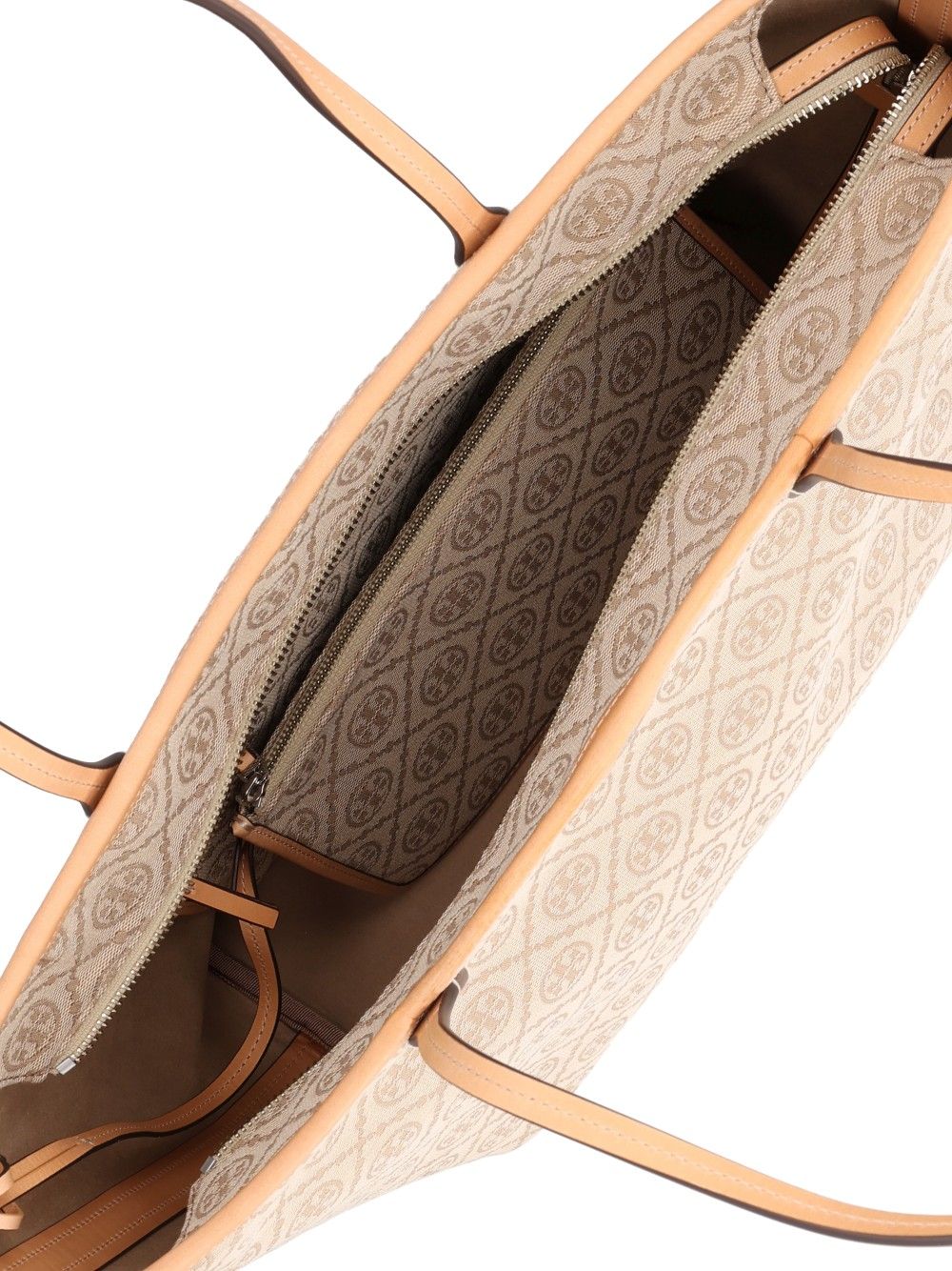 Tory Burch T Monogram Zip Handbags - Beige | 83fef4e6e3e3baba419ad0cae3ba281b7cd1281b